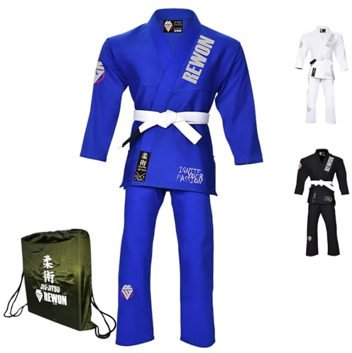 Rewon Gear Karate Judo Suit - Taekwondo Suit - Karate Suit - Martial Arts Judogi Aikido Keikogi Jiu Jitsu Bando Kung Fu Karate Martial Arts Training Uniform for Men Women e Children, Blue-02, M