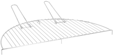 Rivanto® Halbrunder Edelstahl-Grillrost 52,5 x 26,5 cm mit Transportgriffen Grillrost für Feuerschale mit Grillrost heber