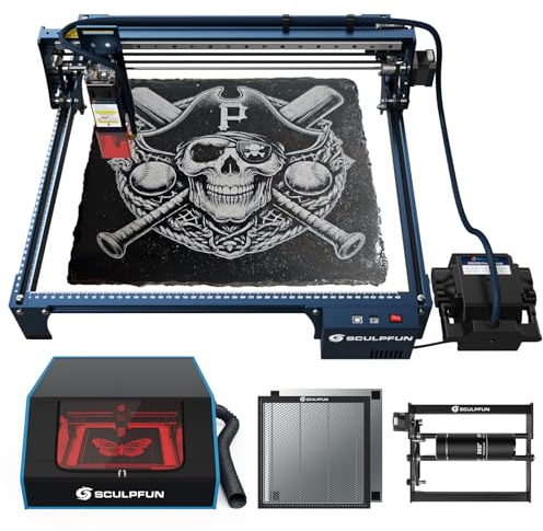 SCULPFUN S30 PRO Laser Graviermaschine mit automatische air assist, B1 Gehäuse, Laser-Rotationswalze, Laser Waben Arbeitstisch, 10W Ausgangsleistung CNC Schneiden Lasergravur Maschine für Holz Metall