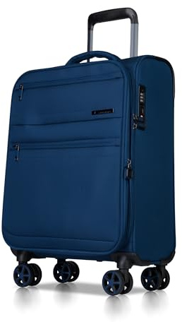 Cocoono Handgepäck Koffer 55x40x20 – Leichter Stoff Reisekoffer mit Rollen, TSA-Schloss, erweiterbar, 40L – Cabin Trolley für Flugreisen, 360° Doppelrollen, Robustes Hand Luggage (blau, M)
