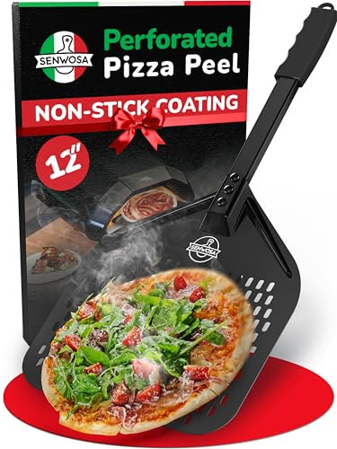 Senwosa Nonstick Perforated Pizza Peel - Excellent Pizza Release, Food-safe Ceramic Coating, Ergonomic Handle for Aspiring Pizza Artisans