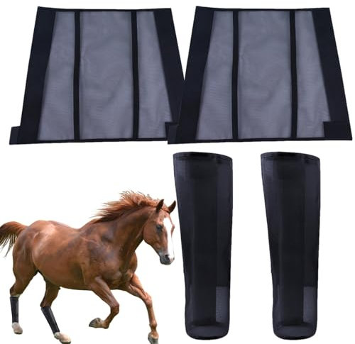 Pferdegamaschen 4er-Set, Fliegengamaschen für,Wiederverwendbare Fliegengamaschen für 4 Stück - Fliegenstiefel, Fliegenstiefel für, minimiert die Ermüdung der Beine und reduziert d