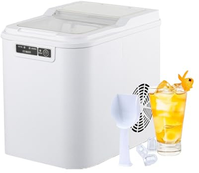 ASHLGQB 2024 Máquina de Hielo Portátil para Encimera, Salida Diaria de 12 KG, Autolimpieza, con Cuchara y Cesta, Mini Máquina de Hielo Pequeña, para Cocina, Bar, Fiesta