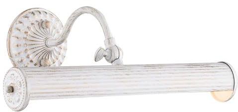 Licht-Erlebnisse Bilderleuchte E14 verstellbar 35,9 cm breit Weiß 2-flammig Jugendstil Metall Bildbeleuchtung Bilderlampe Wohnzimmer Wandlampe Flur