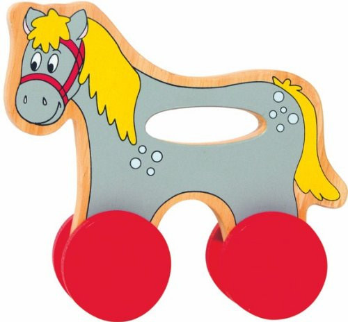 alles-meine.de GmbH Ziehtier/Ziehfigur/Nachziehtier - Schiebefigur Krabbelfigur Krabbeltier Pferd - für Kinder Mädchen & Jungen - Nachziehfigur/Hinterherziehen Hinterherzie..