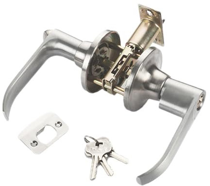 Serratura con chiave, Serratura della porta della camera da letto,Serratura per porta a a tre barre | Set di serrature per maniglie per porte, pomelli per porte a con serratura e chiave per bagni inte