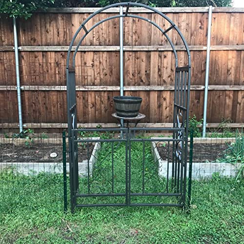 Metal Garden Arch Arbor with Gate Outdoor Rose Archway Trellis Pergola for Climbing Plants Heavy Duty Decorative Arched Frame for Garden Entrances Plant Support Rack