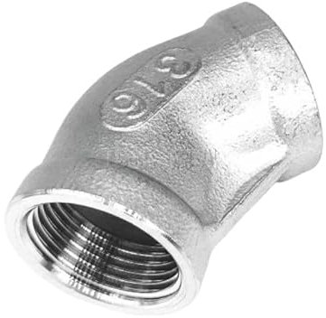 1/4'' - 2' Innengewinde 316 Edelstahl gleich 45 Grad Winkelstück 316L Wasserrohrverschraubung Verbindungsstück(1/2)