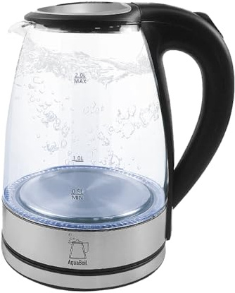2L Glass Electric Kettle with Rapid Boil, 1500W-1800W Adjustable Power, BPA-Free & Auto Shut-Off for Safety, Transparent Water Level Design