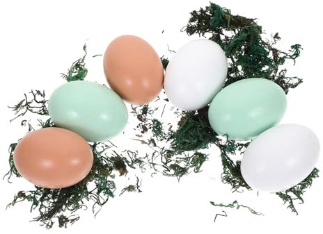 Abaodam 6stücke Holz-eier Für -dekoration Farbige Simulationseier Für Ostern Künstliche Hölzerne Eier Für Bastelprojekte Und Festtagsdeko Für Kreative Bastelideen