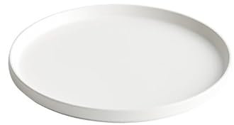 WDCDYQDH Assiette Plate en céramique Blanche (Noire, 23 cm) (Blanche 23 cm)