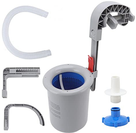 Skimmer per Piscina, Filtro pulitore Automatico da Parete in plastica di Alta qualità, Raccoglitore di detriti per Piscina, Grigio, 24x15,8 cm