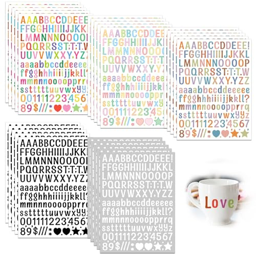 30 Pcs Self Adhesive Coloured Letters, Vinyl Alphabet Stick, Mini Alphabet Number Stickers, Waterproof Letter Symbol Stickers for Scrapbooking Craft Signs Poster Card Window Mailboxes