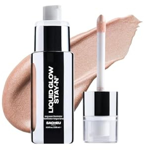 Sacheu Liquid Glow STAY-N Liquid Highlighter & Illuminator Makeup — 30ml Long Lasting Luminous Glow Lightweight Dewy Finish, Aura Glow