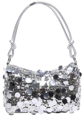 DIFLAX Clutch Silber Glitzer Pailletten Tasche Schultertaschen Abendtasche Damen Hohe KapazitäT Mit ReißVerschluss Handtasche FüR Prom Hochzeit Party Bankett