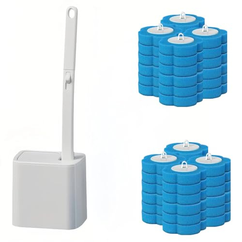 Disposable Toilet Brush with 48 Refills, ,Toilet Bowl Cleaner,Toilet Cleaning Supplies,Toilet Bowl Brush,automatic lid-opening and closing toilet brush with Holder for Bathroom Deep Cleaning & Hygiene