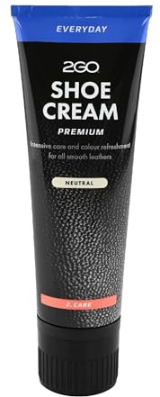 2GO Schuhcreme Premium – Farbauffrischende Lederpflege für Glattleder – Mit Bienenwachs & Carnaubawachs – Schuhpflegecreme in verschiedenen Farben – Neutral 80ml