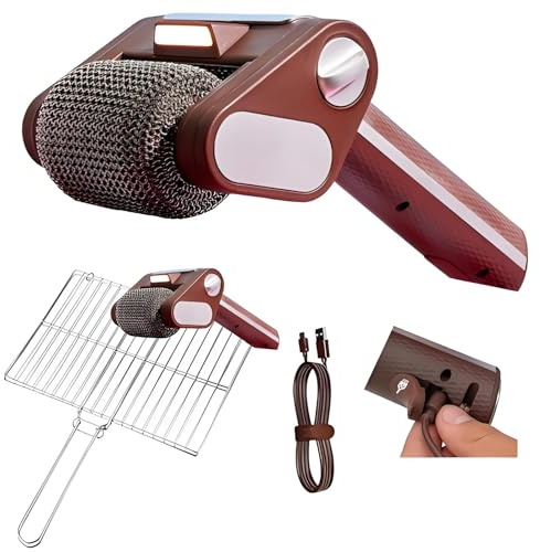 ykgsdkl Elektrischer Grillreiniger, 304 Edelstahl Power Roller wegräbt eingebrannte Lebensmittel Weg, spülmaschinenfester Kopf, 350 U/min, für Outdoor-Grill