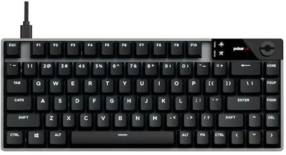 Pulsar Gaming Gears eS HE 70 Tastiera meccanica da gioco, velocità di scansione 8K e polling 8K per latenza ultra bassa, hot swap, tasti a doppio scatto PBT, retroilluminazione RGB, manopola volume