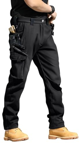 TOFOTL Pantalon Cargo Homme Militaire Stretch Treillis Camouflage Slim Chino Grande Taille Lin Ski Pantalon de Chasse Homme Imperméable Sportswear Japonais Professionnel Jogging Large Noir M