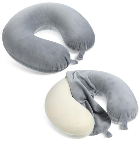 2 Stück U-förmiges Nackenrollenbezug, Nackenrollenbezug für Flugzeugkissen Nackenhörnchen, Wiederverwendbarer Reisekissenbezug Mit Reißverschluss, Waschbar Weich Und Glatt (Kein Füllmaterial)