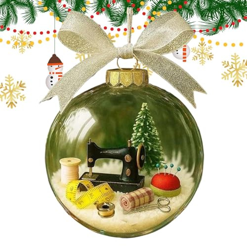 Holiday Sewing Snow Globe Ornament,Snow Globe Sewing Machine Christmas Tree Ornaments,Antique Hanging Decoration,Hangable Christmas Ball Decoration,Party Gift