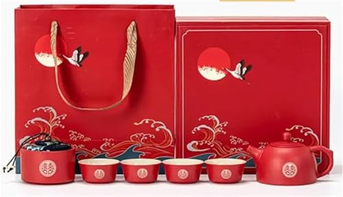 Teiere Teiera Per La Casa Tea Maker Bicchieri In Porcellana Set Da Tè Rosso Per Matrimonio E Tazza In Ceramica Personalizzato Set Da Tè In Porcellana(Type-A)