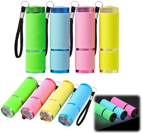 XEERUN 8 Pack Small Torch, Mini Torches LED Super Bright with 9 LEDs, Colorful Kids Torch with Lanyard, Glow in Dark Pocket Torch for Kids Adult Camping Outdoors Gift