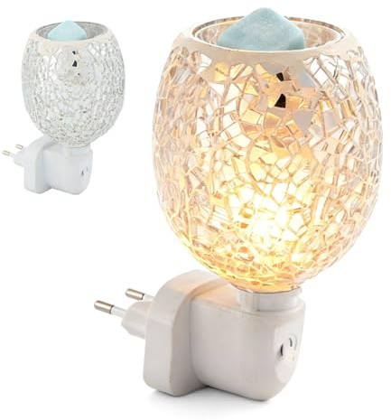 BORDEAG Elektrisk doftlampa, 10 W doftlampa vax, energibesparande doftlampa, elektrisk doftlampa, vaxlampa för kontor, gåvor, sovrum, yoga, hem, 3D-glas (8 x 7 cm)