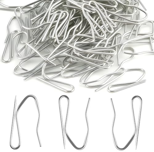 100 Pcs Metal Drapery Pin Hooks Heavy Duty Metal Curtain Hooks | Curtain Hooks Metal for Pinch Pleat Curtains Window Shower Pencil Pleat Curtain Hooks for Track Rail Hook