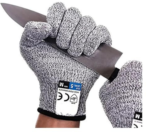 AYJYZHIAG Gants Anti-coupure en polyéthylène haute résistance Hppe de qualité alimentaire, Protection sécurité résistante à l'usure, niveau 5, verre cuisine(L)