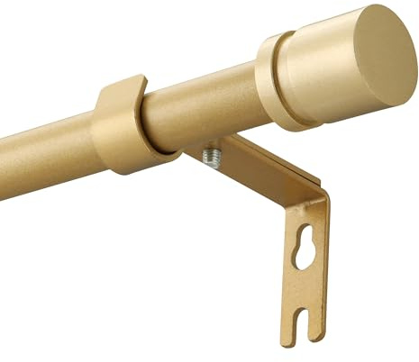 Poskena 16mm Gardinenstange Gold 63-143cm, Vorhangstange Ausziehbare | Metallkonstruktion, Einfache Montage, Geeignet für Wohn- und Schlafzimmer