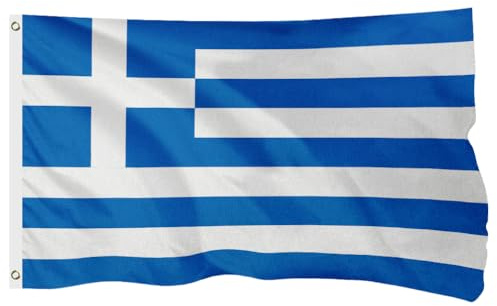 FSFLAG Drapeau grec d'extérieur de 7,3 x 1,2 m en polyester renforcé 400D avec 2 œillets en laiton, résistant à la décoloration et robuste pour une utilisation en extérieur, purement fabriqué à la