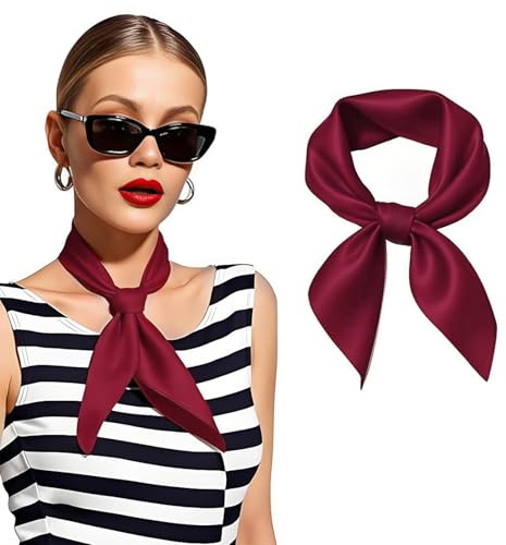 BDGYCK Damen Seidiger Quadratischer Schal, Damen Einfarbige Halstuch, Seidenähnliches Satin Tuch Seidentücher, Leicht Seidenschal Bandana Halstuch Elegante Schal Tuch Geschenk für Frauen, 70 x 70cm