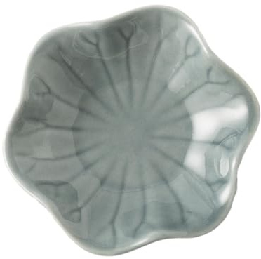 Gcljlmy Flower Shape Spoon Holder Jewelry Dish Tray Cutlery Decorative Plate Sauce Dish Ceramic Trinket Tray for Women Key Small (Gray)