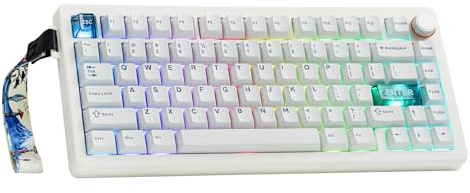 CIDOO QK75 75% 3 Modi Kabellose Gaming-Tastatur, QMK/VIA Programmierbar, Cremige Dichtung, Hot-Swap-Fähige Mechanische Tastatur mit Linearen Schaltern, RGB, 4000-mAh-Akku, Win/Mac (Weiß)