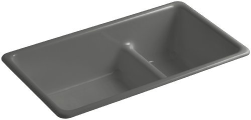 KOHLER K-6625-58 Iron/Tones Smart Divide Self-Rimming or Undercounter Kitchen Sink, Thunder Grey
