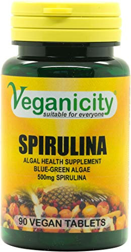 Veganicity Spirulina 500mg : Blue-Green Algae Supplement : 90 Tablets, in a Planet-Friendly 99% Recycled Pot