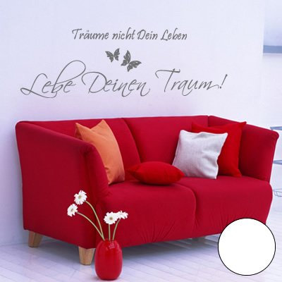 Klebesüchtig A256 Wandtattoo Lebe Deinen Traum 120cm x 39cm Weiss - Dekoration - Bad - Wohnzimmer - Aufkleber - Wandsticker