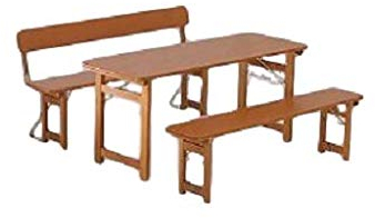 Rustica 1 Biergartengarnitur 2 Bankrückenlehne mit Bootslack für dauerhaften Außenbereich Länge 180cm x Tischbreite60cm bestehend aus(1 Tisch + 2 Bänke)