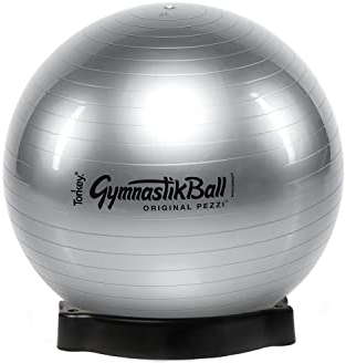 Pezzi - Gymnastikball Original Pezziball Standard 75cm mit Ballschale – Sitzball für Therapie, Sport & Büro - Universeller Trainingsball aus robustem PVC belastbar bis 400 kg – Silber
