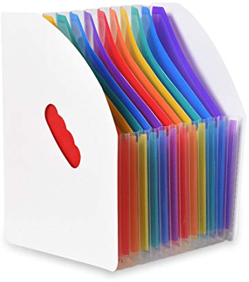 Marte Vanci Fächermappe A4, Dokumentenmappe mit 13 Regenbogen Fächer, Ordnungsmappe Dokumenten Ordner Organizer Sortiermappe Freistehend A4 Akkordeon Aktenmappe mit Etiketten für Büro Hause Schule