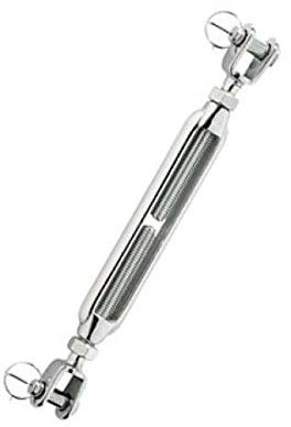 MarineNow 316 Stainless Steel Jaw Jaw Turnbuckle Open Body with Locking Nuts Choose Size (M5, M6, M8, M10, M12, M14) and Quantity (1, 2, 4 or 6 Pack) (6 mm, 02-Pack)