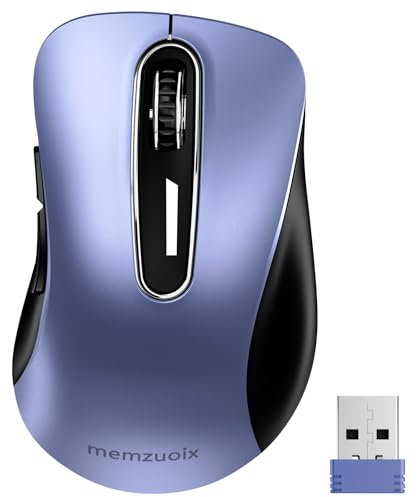 memzuoix 2.4G Wireless Mouse, 1200 DPI Mobile Optical Cordless with USB Receiver, Portable Computer Mice Wireless Mouse for Laptop, PC, Desktop, MacBook, 5 Buttons (Navy Blue)