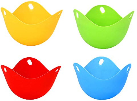 Vaporizador de Huevos de Silicona para Huevos Escalfados Cocidos Huevos Furtivos de Silicona Moldes de Silicona para Escalfar Huevos Vaporizador de Huevo de Silicona Utensilios De Cocina (4 piezas)