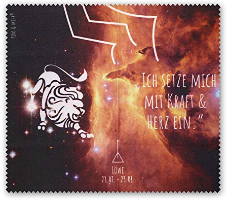 Brillenputztuch Sternzeichen LÖWE (23.07.-23.08.) - Mikrofasertuch zur Reinigung von Brille, Smartphone, Tablet, Display, Kamera