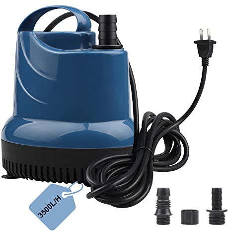EXLECO Mini Pompe À Eau Submersible 3500 L/H 80W 230V Pompa Laghetto Pompa Acqua Sommergibile Hauteur de Refoulement 3,3M Câble 2,5M pour Jardin, Aquarium, Étang, Fontaine