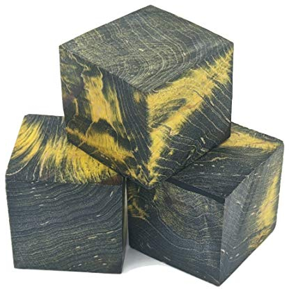 Stabilized Wood Blanks for Ring Making and Wood Turning (Box Elder Burl - Black/Yellow)