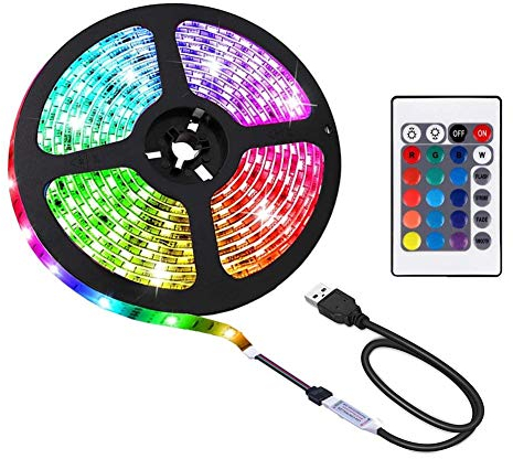 ACONDE 2M, USB LED Streifen Lichter mit 24 Tasten Fernbedienung, TV Hintergrundbeleuchtung