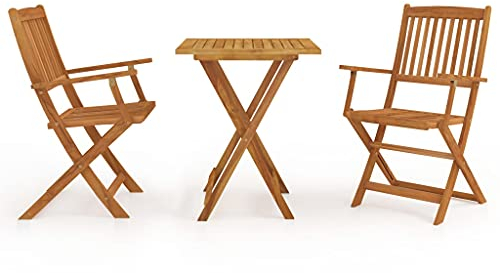 vidaXL Akazienholz Massiv Gartenmöbel 3-TLG. Klappbar Sitzgruppe Gartengarnitur Sitzgarnitur Gartenset Klapptisch Klappstühle Tisch Stühle